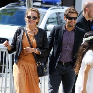 Bixente Lizarazu et Claire Keim au Cap-Ferret lors du mariage de Pascal Obispo le 19 septembre 2015.