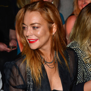 Lindsay Lohan au défilé de mode Gareth Pugh printemp-été 2016 au BFC Space à Londres, le 19 septembre 2015.