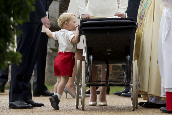 Baptême de la princesse Charlotte de Cambridge, fille du prince William et de Kate Middleton, le 5 juillet 2015 à Sandringham.