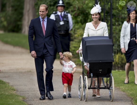 Baptême de la princesse Charlotte de Cambridge, fille du prince William et de Kate Middleton, le 5 juillet 2015 à Sandringham.