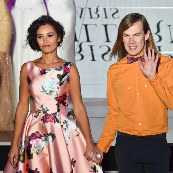 Aïda Touihri, Christophe Guillarmé - Défilé "Christophe Guillarmé" collection prêt-à-porter Printemps/Eté 2016 lors de la fashion week à l'atelier Renault à Paris le 30 septembre 2015.