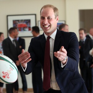 Le prince William, duc de Cambridge, lançait le programme Coach Core Welsh Rugby au centre national du sport à Cardiff, le 1er octobre 2015.