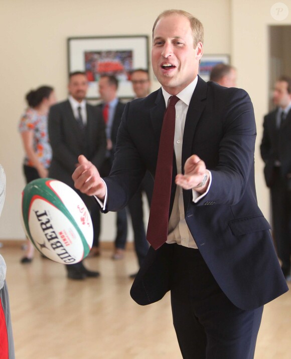 Le prince William, duc de Cambridge, lançait le programme Coach Core Welsh Rugby au centre national du sport à Cardiff, le 1er octobre 2015.