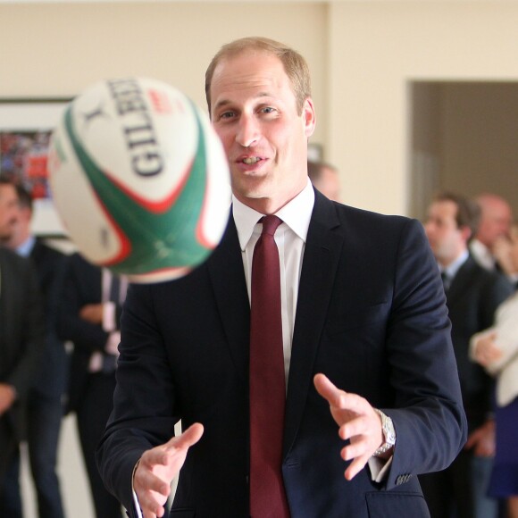 Le prince William, duc de Cambridge, lançait le programme Coach Core Welsh Rugby au centre national du sport à Cardiff, le 1er octobre 2015.