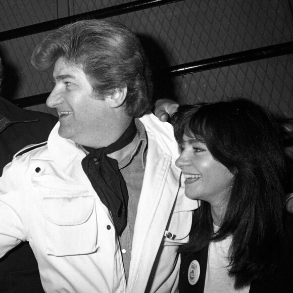 Archives - Johnny Hallyday, Eddy Mitchell et sa femme Muriel - Anniversaire de la création du Golf Drouot, le 14 novembre 1980.