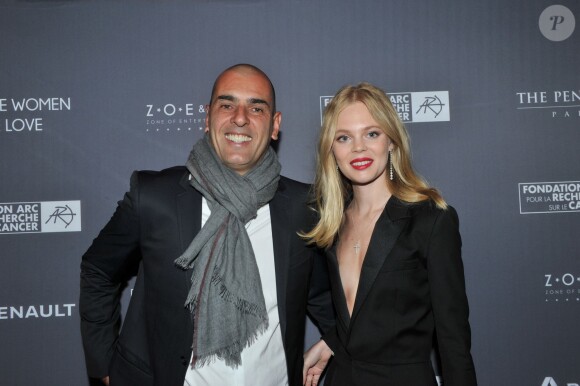Exclusif - Cédric Pioline et sa compagne Oxana - Dîner de gala au profit de la Fondation ARC pour la recherche contre le cancer du sein à l'hôtel Peninsula à Paris le 1er octobre 2015.