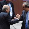 Joseph Blatter et Michel Platini lors du 65e Congrès de la FIFA à la Hallenstadion de Zurich, le 29 mai 2015
