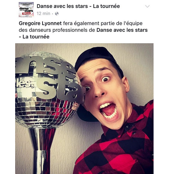 Grégoire Lyonnet annonce qu'il fera partie de la tournée Danse avec les stars 6. Octobre 2015.