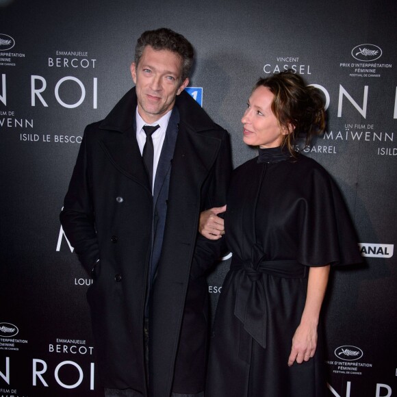 Vincent Cassel et Emmanuelle Bercot - Avant-première du film "Mon Roi" au cinéma Gaumont Capucines à Paris, le 12 octobre 2015.