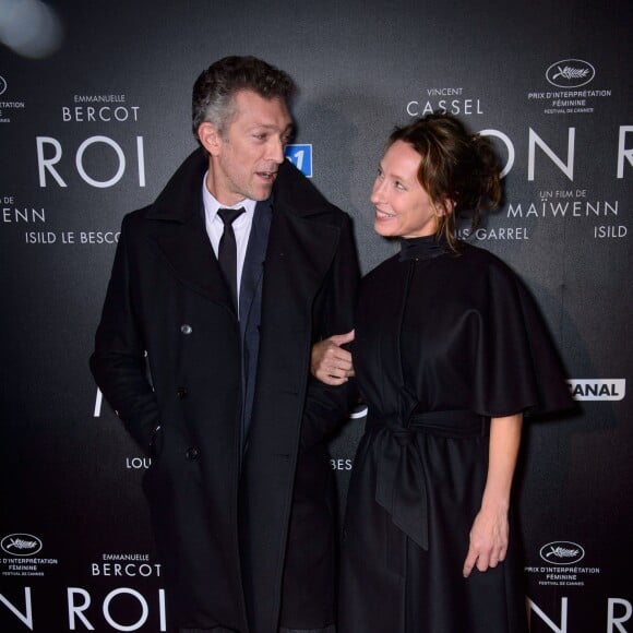 Vincent Cassel et Emmanuelle Bercot - Avant-première du film "Mon Roi" au cinéma Gaumont Capucines à Paris, le 12 octobre 2015.