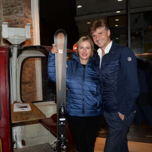 Exclusif - Karin Viard et Alexandre Fauvet (directeur général de Fusalp) - Soirée d'ouverture de la boutique Fusalp au 8 rue des Blancs Manteaux à Paris le 6 octobre 2015.