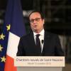 François Hollande visite les Chantiers de l'Atlantique à Saint-Nazaire. Le 13 octobre 2015  -