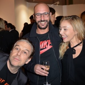 Philippe Vandel, Cartman et sa femme Aurélia Crebessegues - Soirée d'inauguration de la Fiac 2015 organisée par Orange au Grand Palais à Paris, le 21 octobre 2015.