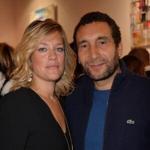 Zinedine Soualem et sa compagne Caroline Faindt - Soirée d'inauguration de la Fiac 2015 organisée par Orange au Grand Palais à Paris, le 21 octobre 2015.