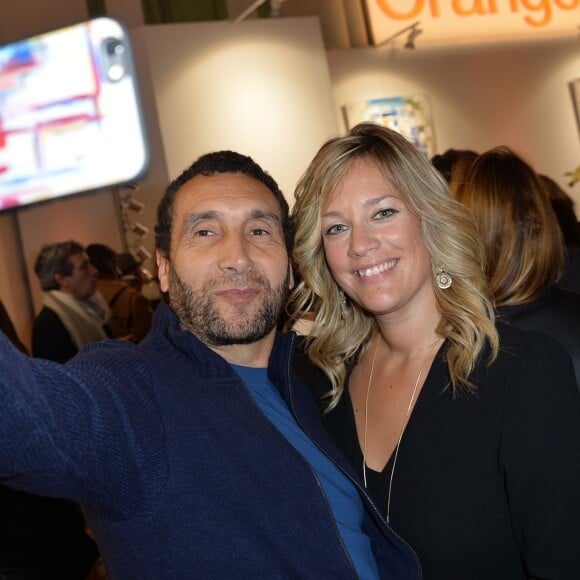 Zinedine Soualem et sa compagne Caroline Faindt - Soirée d'inauguration de la Fiac 2015 organisée par Orange au Grand Palais à Paris, le 21 octobre 2015.