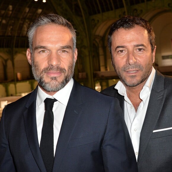 Philippe Bas et Bernard Montiel - Soirée d'inauguration de la Fiac 2015 organisée par Orange au Grand Palais à Paris, le 21 octobre 2015. ©Veeren/Bestimage