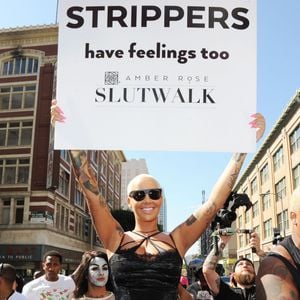 Amber Rose lors de la Slut Walk organisée à Los Angeles, le 3 octobre 2015