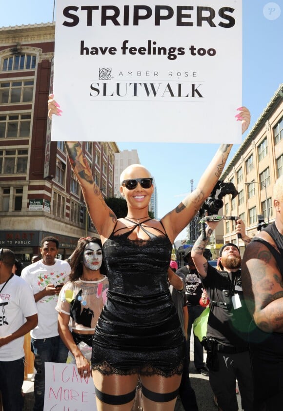 Amber Rose lors de la Slut Walk organisée à Los Angeles, le 3 octobre 2015