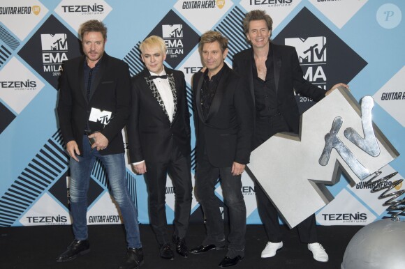 Simon Le Bon, Nick Rhodes, Roger Taylor et John Taylor du groupe Duran Duran (Video Visionary Award) lors des MTV Europe Music Awards 2015 au Mediolanum Forum. Milan, le 25 octobre 2015.