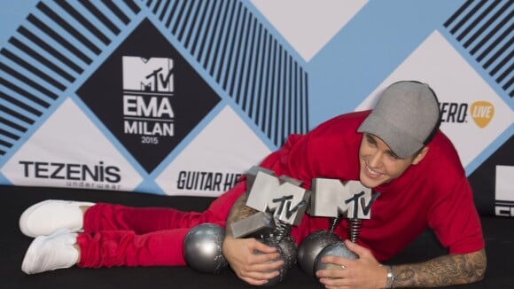 Justin Bieber, grand gagnant des MTV Europe Music Awards 2015. Milan, le 25 octobre 2015.