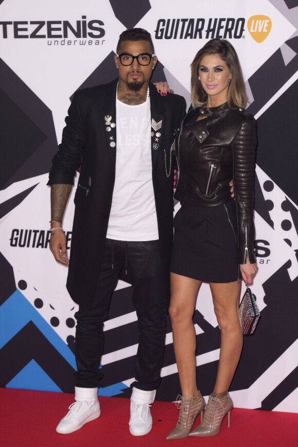 Kevin-Prince Boateng et sa compagne Melissa Satta lors des MTV Europe Music Awards 2015 au Mediolanum Forum à Milan, le 25 octobre 2015