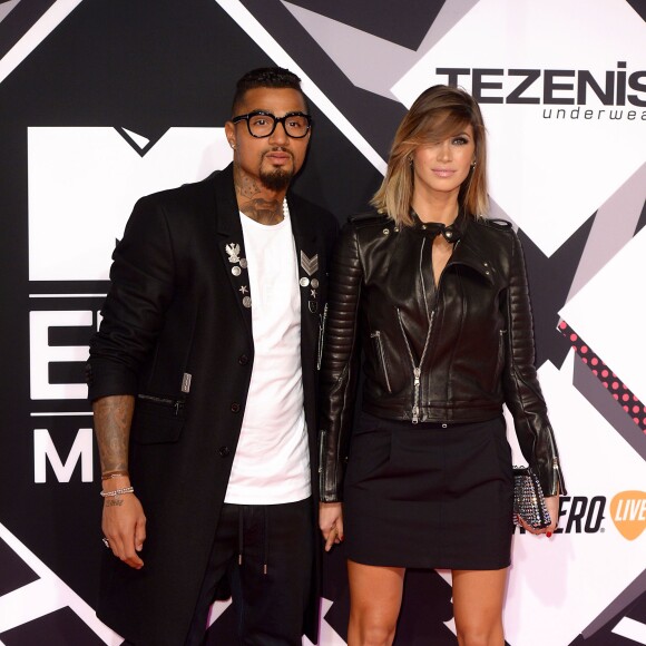 Kevin-Prince Boateng et Melissa Satta lors des MTV Europe Music Awards 2015 au Mediolanum Forum à Milan, le 25 octobre 2015