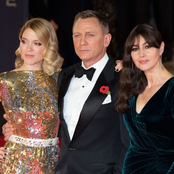 Léa Seydoux, Daniel Craig et Monica Bellucci - Première mondiale du nouveau James Bond "007 Spectre" au Royal Albert Hall à Londres le 26 octobre 2015.