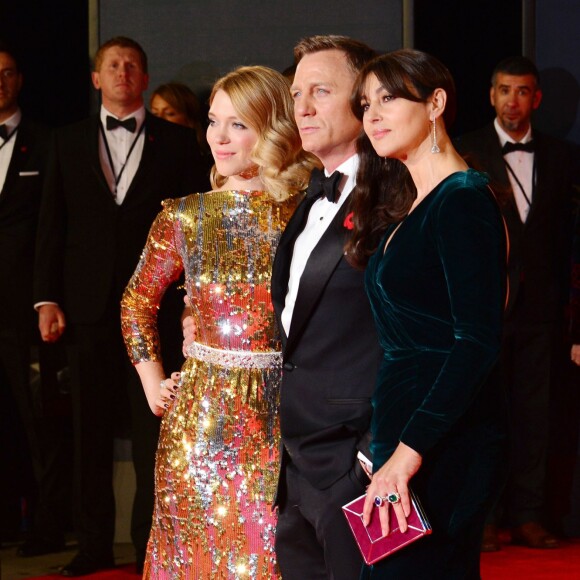 Léa Seydoux, Daniel Craig et Monica Bellucci - Première mondiale du nouveau James Bond "007 Spectre" au Royal Albert Hall à Londres le 26 octobre 2015.