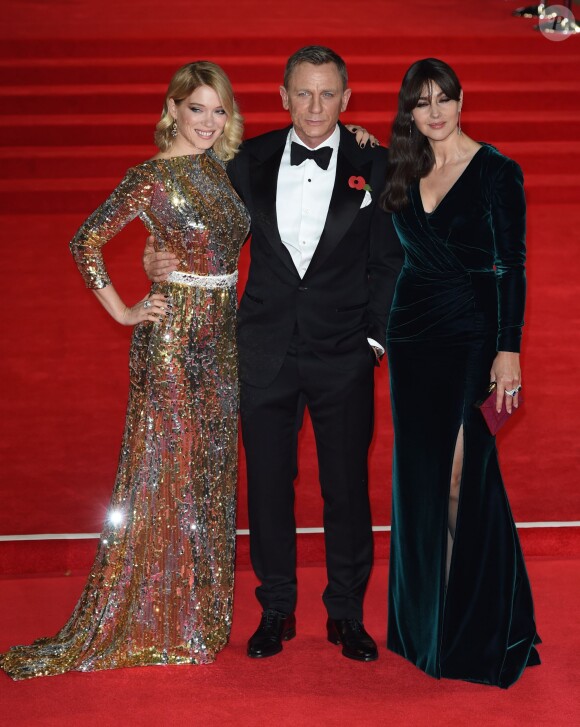Léa Seydoux, Daniel Craig et Monica Bellucci - Première mondiale du nouveau James Bond "007 Spectre" au Royal Albert Hall à Londres le 26 octobre 2015.