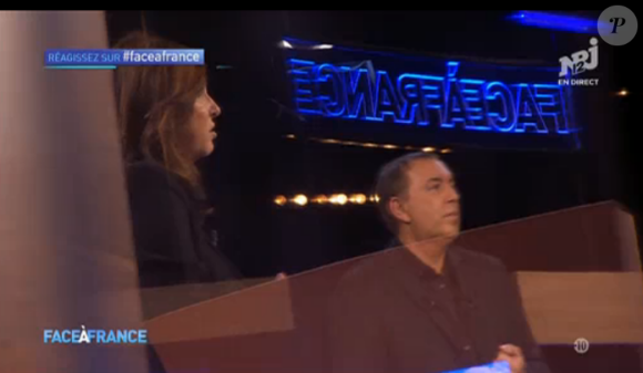Evelyne Thomas et Jean-Marc Morandini dans Face à France, le 27 octobre 2015 sur NRJ12.