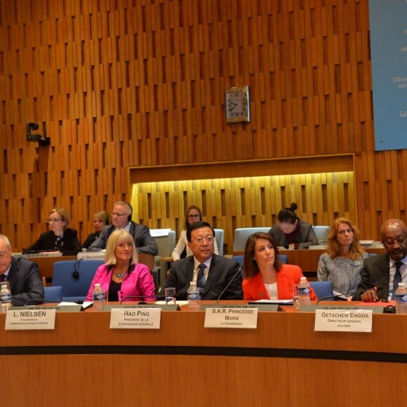 La princesse Marie de Danemark au siège de l'UNESCO à Paris le 28 octobre 2015, pour une conférence marquant le 70e anniversaire de cette branche des Nations unies.