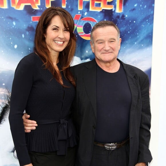 Robin Williams, Susan Schneider à la première du film Happy Feet Two, à Hollywood, le 13 novembre 2011