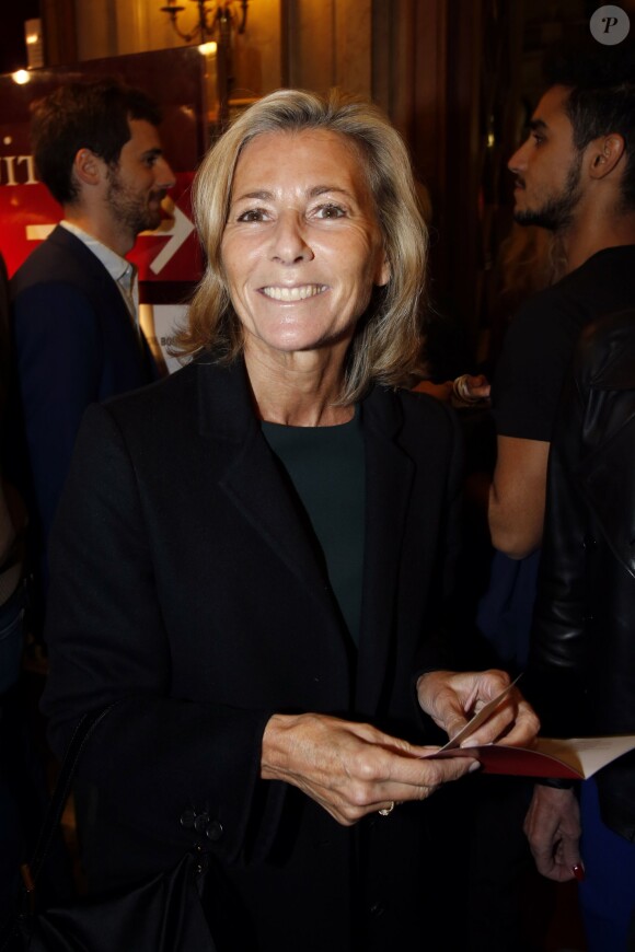 Claire Chazal, à la générale de la pièce de théâtre "Le Mensonge" au théâtre Edouard VII à Paris, le 14 septembre 2015