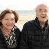 Macha Méril et son mari Michel Legrand - Rendez-vous sur la plage lors du Festival du Cinéma et Musique de Film de La Baule le 14 novembre 2015.