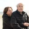 Macha Méril et son mari Michel Legrand - Rendez-vous sur la plage lors du Festival du Cinéma et Musique de Film de La Baule le 14 novembre 2015.