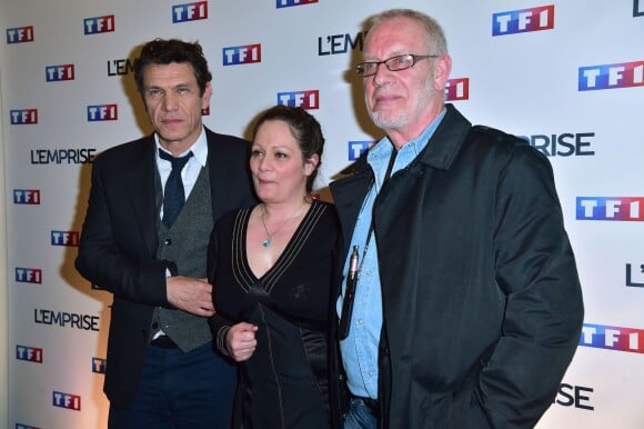 Marc Lavoine, Alexandra Lange et Marc Lange pour le Photocall du téléfilm "L'emprise" à l'occasion de la projection au cinéma "L'Arlequin" à Paris, le 21 janvier 2015.