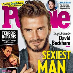 David Beckham, nommé Homme le plus sexy de la Terre (pour l'année 2015), en couverture du numéro spécial du magazine.