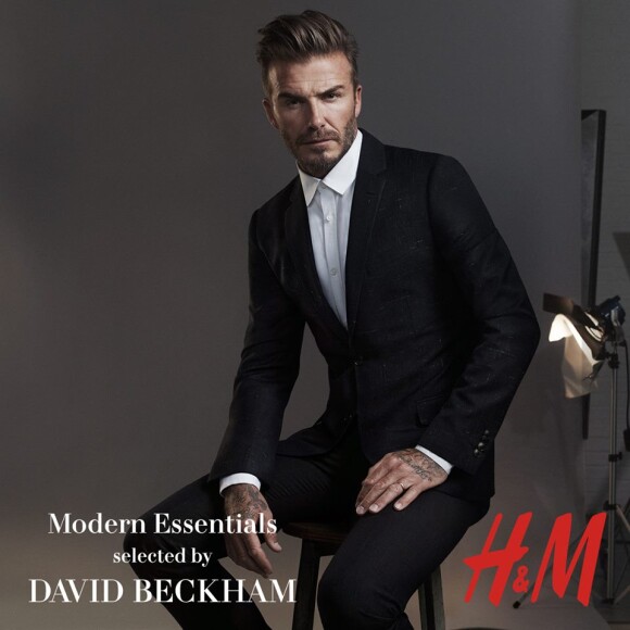 David Beckham, styliste et égérie de la collection "Modern Classics" pour H&M. Octobre 2015.
