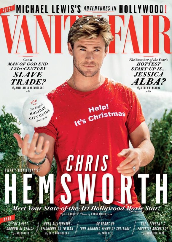 Chris Hemsworth en couverture du nouveau numéro du magazine Vanity Fair. Photo par Bruce Weber.