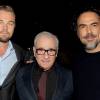Leonardo DiCaprio, Martin Scorsese, Alejandro Gonzalez Inarritu lors d'une projection spéciale de The Revenant à New York le 24 novembre 2015.