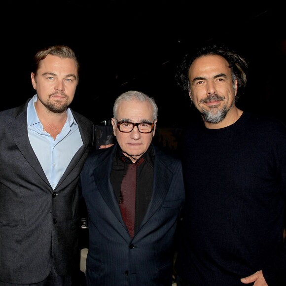 Will Poulter, Leonardo DiCaprio, Martin Scorsese, Alejandro Gonzalez Inarritu lors d'une projection spéciale de The Revenant à New York le 24 novembre 2015.