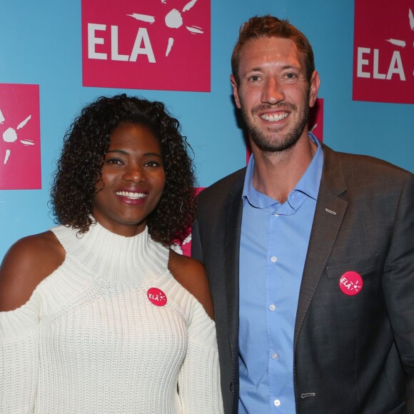 Exclusif - Muriel Hurtis (coach de l'année 2015), Alain Bernard (coach de l'année 2016) - Conférence de presse du bilan de la 5ème édition de l'opération "Mets tes baskets dans l'entreprise" de l'association ELA au siège de la FDJ à Boulogne-Billancourt le 26 novembre 2015. © CVS