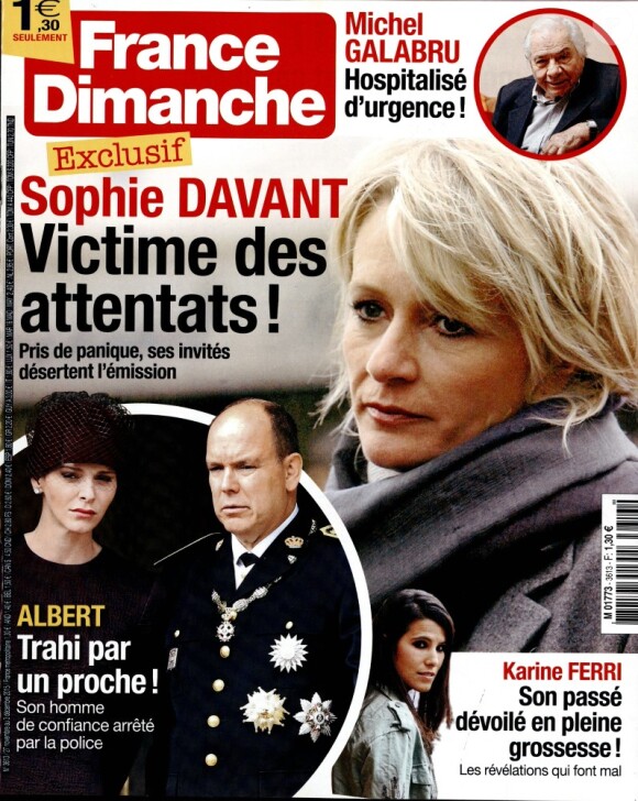 Magazine France Dimanche en kiosques le vendredi 27 novembre 2015.