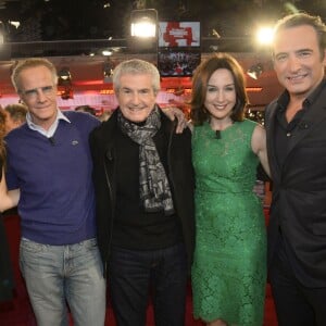 Alice Pol, Christophe Lambert, Claude Lelouch, Elsa Zylberstein et Jean Dujardin - Enregistrement de l'émission "Vivement Dimanche" à Paris le 25 Novembre 2015 et qui sera diffusée le 29 Novembre 2015.