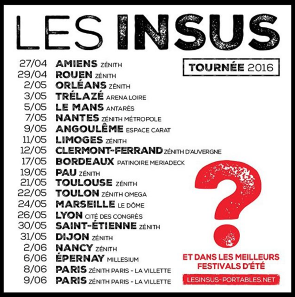 Les Insus ?, composé de trois anciens membres de Téléphone, Jean-Louis Aubert, Louis Bertignac et Richard Kolinka, partiront en tournée au printemps 2016.