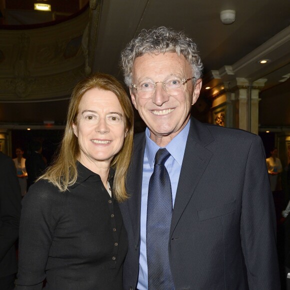 Nelson Monfort et sa femme Dominique lors de l'inauguration du double de cire de Camille Lacourt au Musée Grévin à Paris, le 30 novembre 2015 © Coadic Guirec