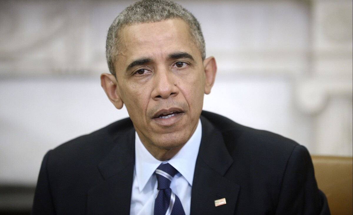 Photo : Le président Barack Obama fait une déclaration suite à la ...