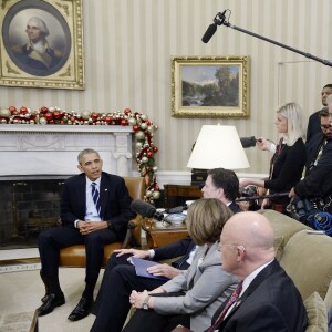 Le président Barack Obama fait une déclaration suite à la fusillade de San Bernardino, du Bureau Oval de la Maison Blanche. Washington, le 3 décembre 2015.