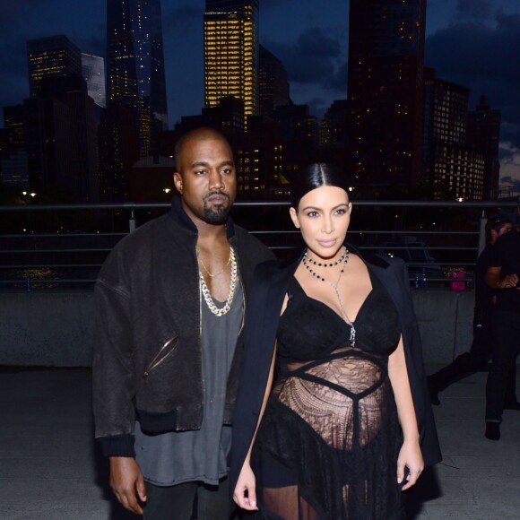 Kanye West et Kim Kardashian au défilé Givenchy (collection printemps-été 2016) à New York, le 11 septembre 2015.