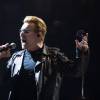 Le groupe U2 (Bono, The Edge, Adam Clayton, Larry Mullen Junior) en concert à l'AccorHotels Arena à Paris, le 6 décembre 2015.